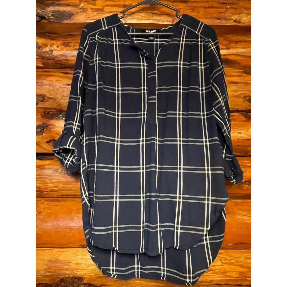 Nine West Black and White Plaid Tunic